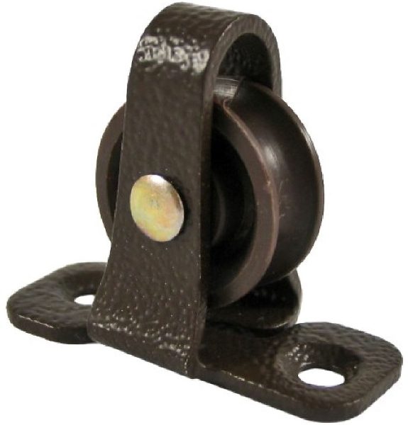 Upright Pulley Runs w/Plate - 0.75" Nylon Wheel/Brown Frame