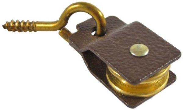 0.75" Lazy Pulley, Brass Wheel, Brown Frame