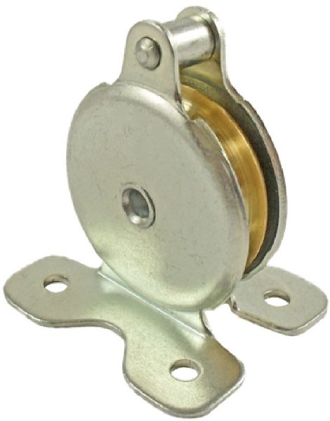 1.5" Upright Pulley, Brass Wheel, Zinc Frame, Single