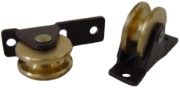 0.75" Guide Pulley, Brass Wheel, Brown Frame