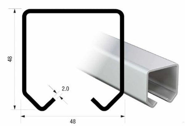 Runners Series 50 1m Galvanised Steel Top Track