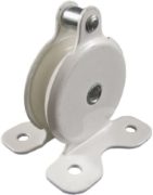 1.5" Upright Pulley, Nylon Wheel, White Frame, Single