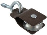 0.75" Lazy Pulley, Steel Wheel, Brown Frame