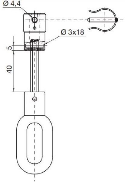 Nice Override Eyebolt with Handcrank, 7mm Hex 150mm long