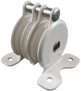 1.5" Upright Pulley, Nylon Wheel, White Frame, Double